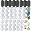 A collection of round decorative refrigerator magnets in various colors and patterns for custom crafts