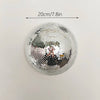 Silver mosaic disco ball wall decor measuring 20cm or 7.8 inches.