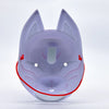 A light purple fox face mask with pointed ears and pink facial features.