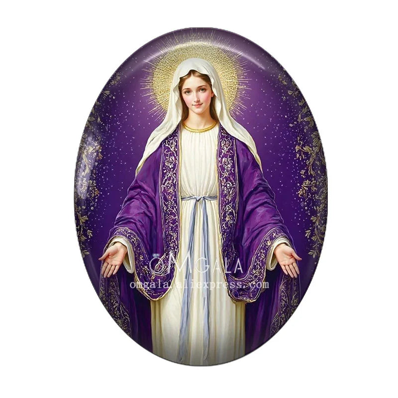 Religious Art Glass Cabochons for Jewelry Making