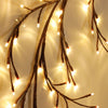 String lights featuring thin, dark willow branches with warm glowing bulbs.