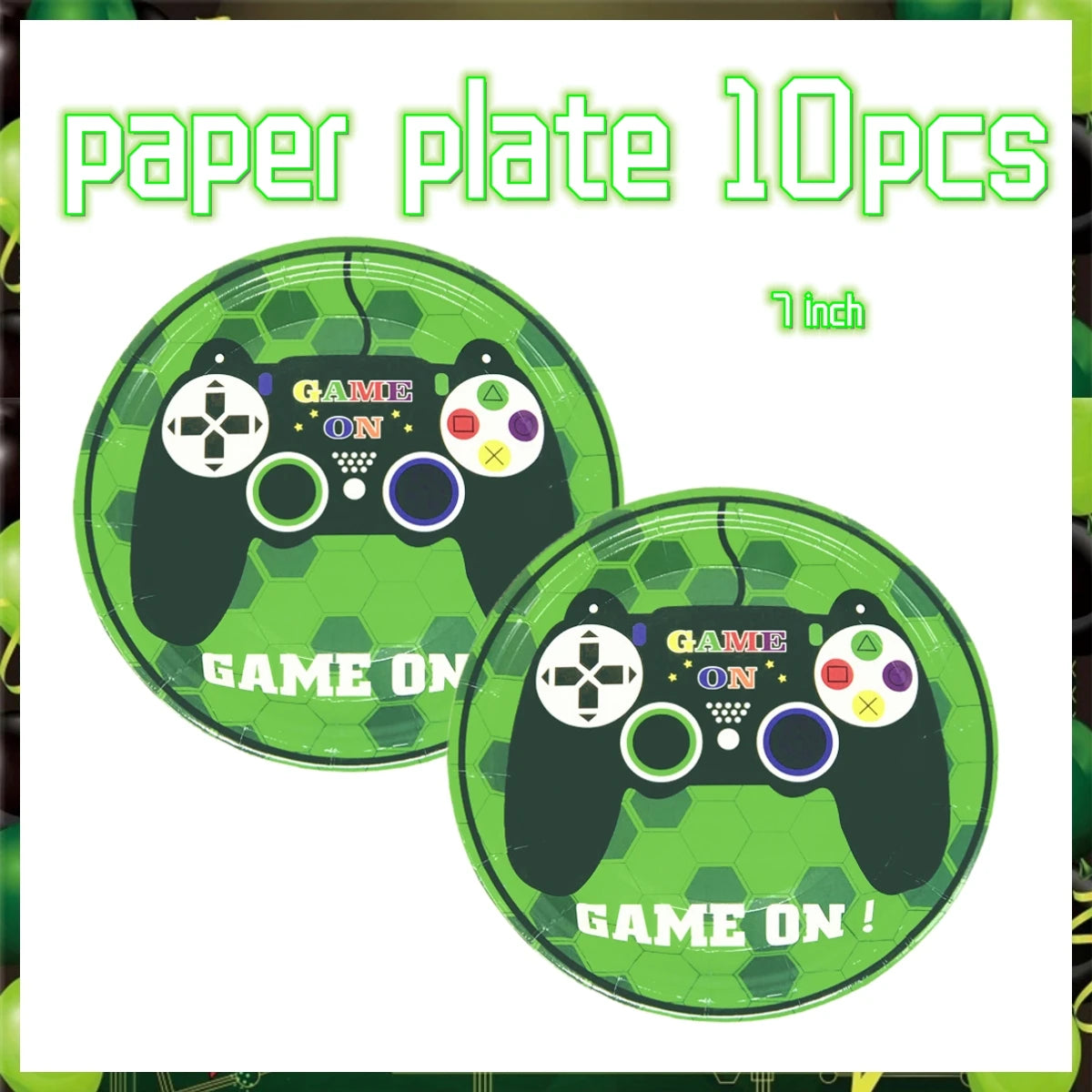Green Video Game Birthday Party Supplies Kit with Gamepad Balloons
