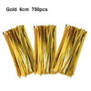 Bundle of gold 6cm cellophane treat bags with wire ties