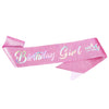 Pink glitter birthday girl ribbon with a crown design