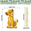 Dimension drawing of a yellow lion face prop on a stick.