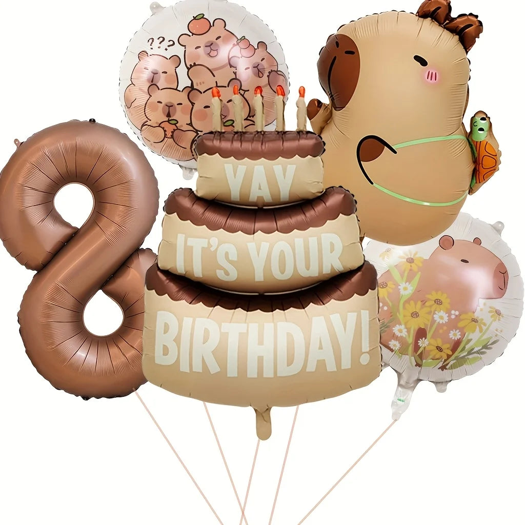 Capybara Cartoon Foil Balloon Set for Birthday Parties
