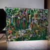 A lush, vibrant tropical jungle leaf photography backdrop featuring diverse green and reddish foliage.