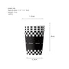 A set of 10 black and white checkered paper cups for a birthday racing car party decoration.