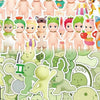 A collection of cute character decals featuring various animals and people in pastel colors