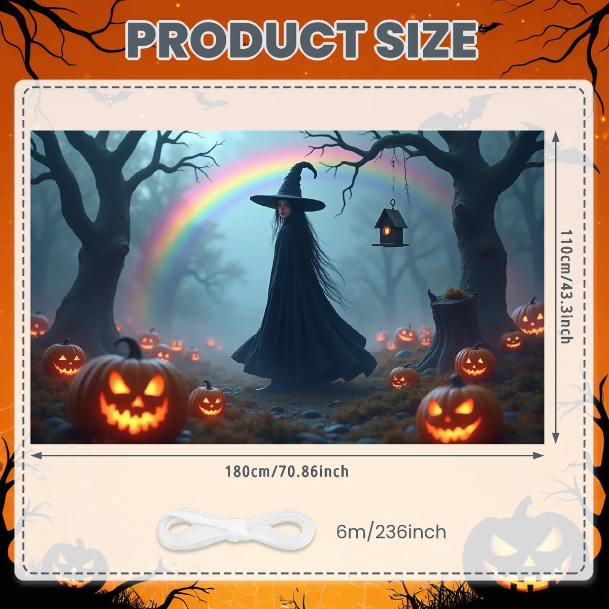 Large Halloween Witch Door Banner with Classic Spooky Design