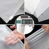 Close-up view of frosted zipper storage bags, showing a measurement device and flexible plastic bags.