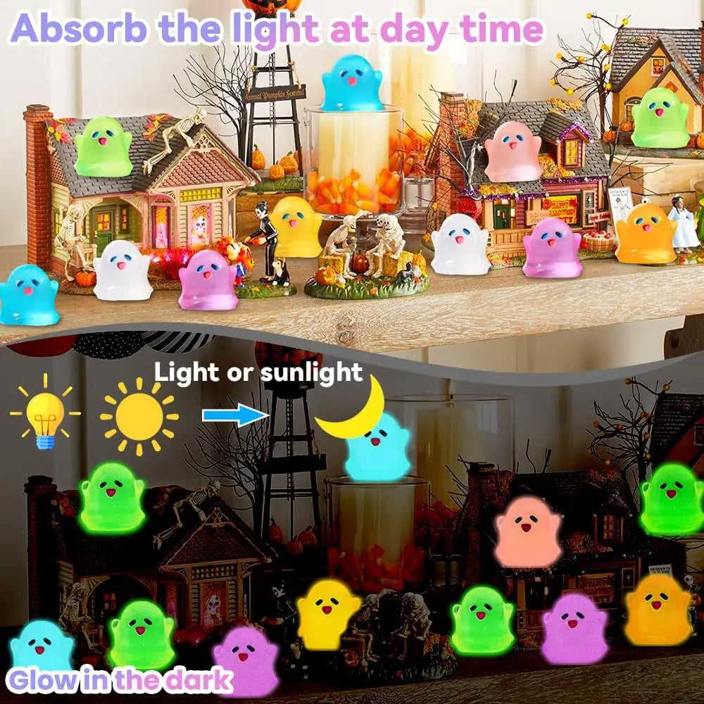 Glow-in-the-Dark Mini Ghost Figurines for Halloween Décor