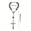 Elegant rosary car pendant and bracelet set with a black bead chain and cross charm