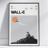 A framed piece of wall art featuring a minimalist illustration of a blue, elongated shape against a gray background.