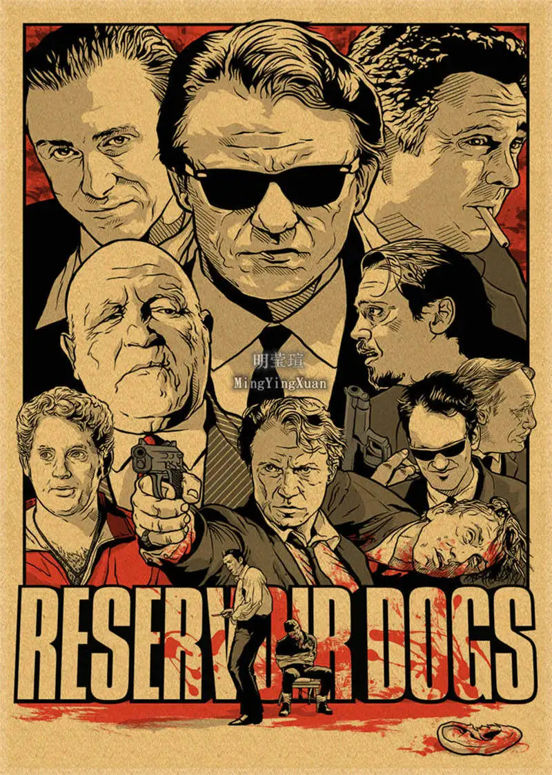 A vintage movie poster featuring a gritty, sepia-toned illustration of several intense male characters with the title RESERV 