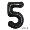 Black foil balloon shaped like the number five
