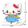 A white and pink animal-themed building block model kit showing the assembled figure with dimensions.