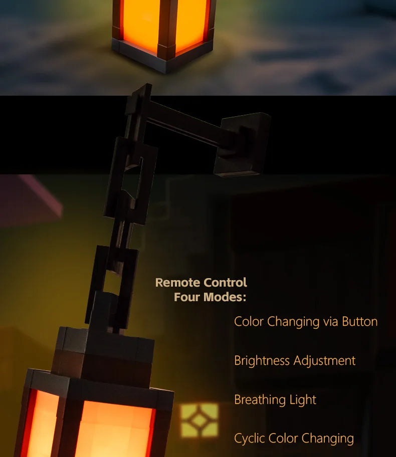 Lampe de nuit LED style pixel avec télécommande et différents modes lumineux.