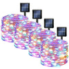 String of colorful fairy lights with solar panels for outdoor garden décor