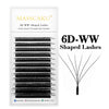 Packaging for 6D WW Shaped Lashes, a set of hand-woven premade fans eyelash clusters.