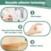 Diagram showing the three steps of reusable adhesive technology: wash bumper, wait for natural drying, and adhesive returns.