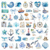 A collection of aesthetic ocean life stickers featuring sea creatures, boats, shells, and marine elements for DIY crafts.