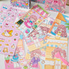 A colorful sticker book featuring illustrations of princesses and dress-up outfits for children.