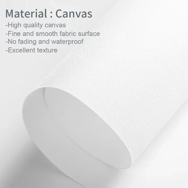 Roll of white canvas material showing fine texture and smooth fabric surface