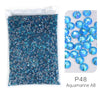Bag of P48 Aquamarine AB glass rhinestones sparkling blue and teal