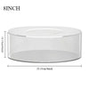 A clear acrylic cake display stand with an 8 inch diameter and a height of 10.15 cm.