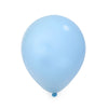 A single light blue matte latex balloon floating against a white background.