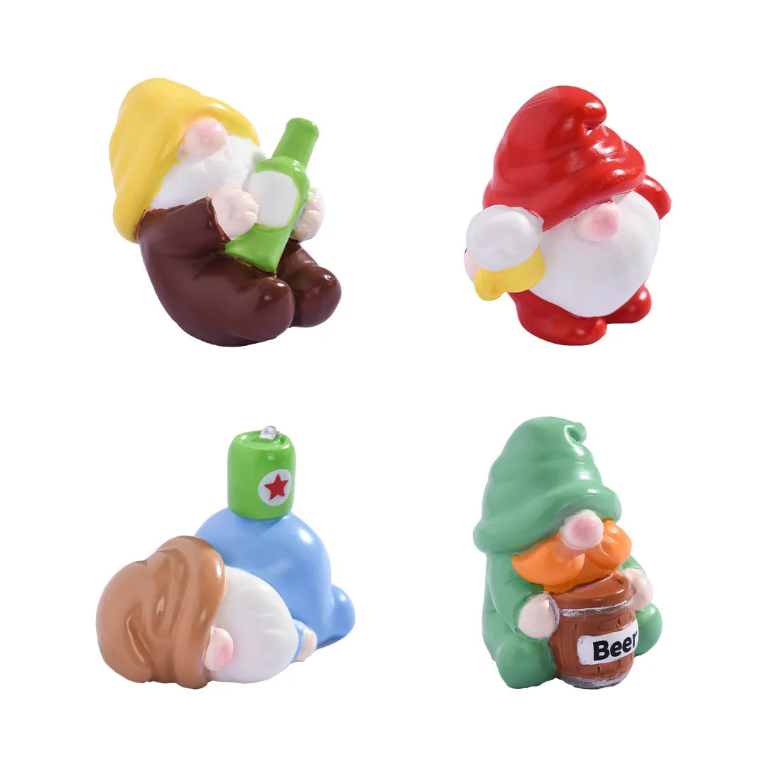 A set of three festive resin Christmas dwarf figurines featuring a bearded man, a gnome, and a cheerful elf.