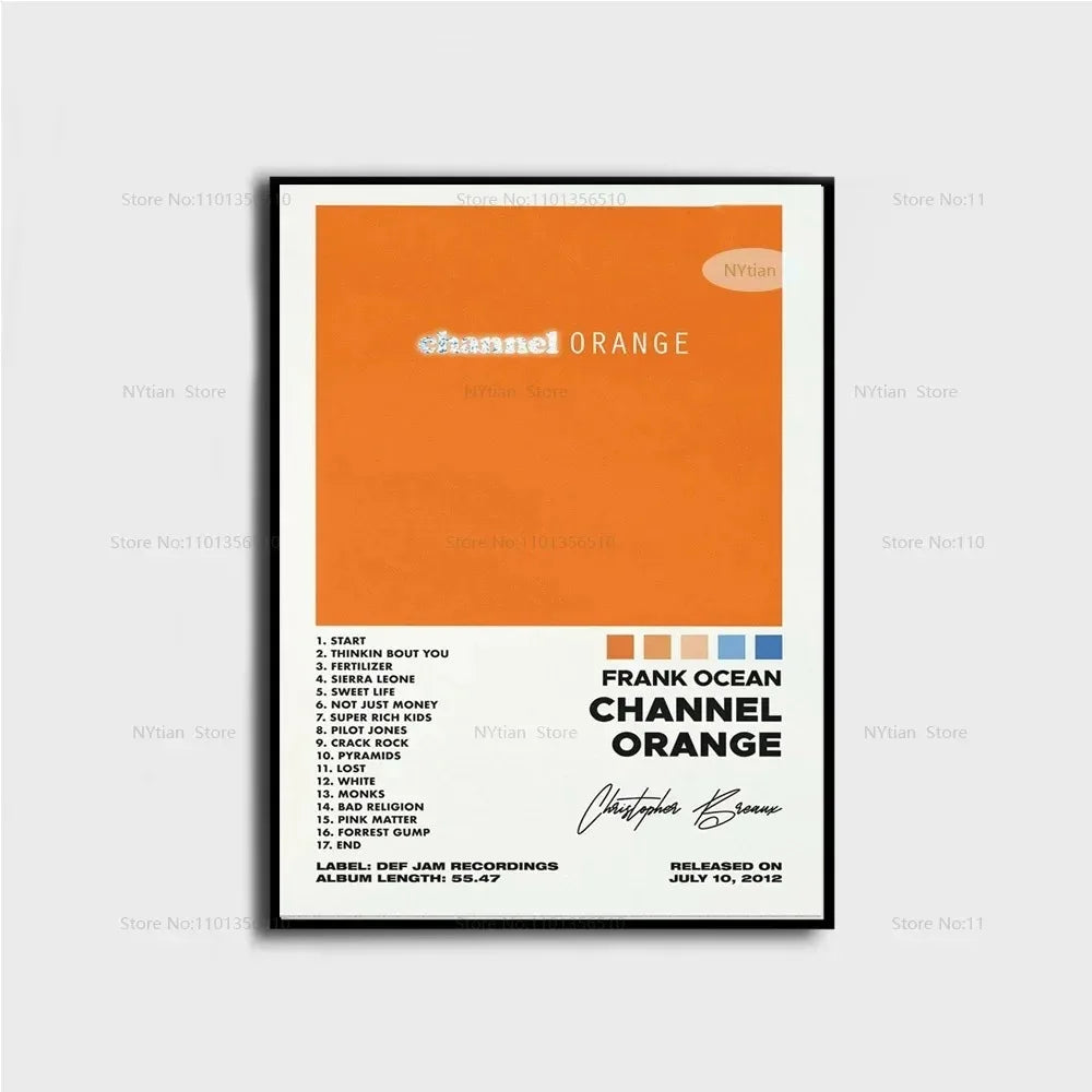 Orange canvas wall art featuring the title Frank Ocean Channel Orange