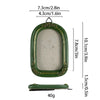 A vintage baroque resin picture frame in olive green with a rectangular glass insert and decorative molding.