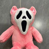 Ghost Face Bear Plush Toy – Black & Pink Two-Tone Halloween Bear