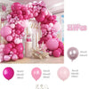 A large balloon garland made of pink and magenta balloons is displayed against a white background.