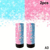 Two pink and blue confetti cannons for a gender reveal event