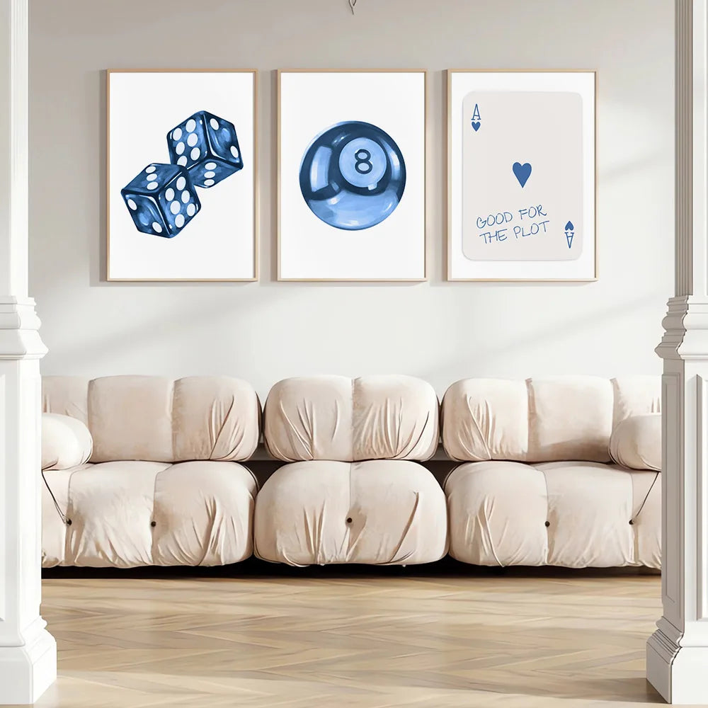 Set of 3 Abstract Pool Ball Dice Canvas Prints