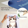 A close-up of a cat is featured on a poster, demonstrating the strong adhesive and reliable packaging of the product.