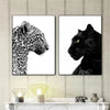 Black and White Leopard and Panther Canvas Wall Art Set