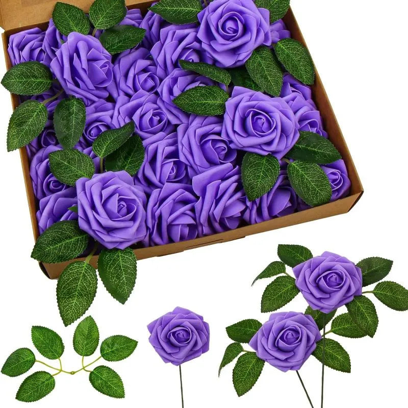 Artificial Foam Roses with Stems for Wedding & Home Décor