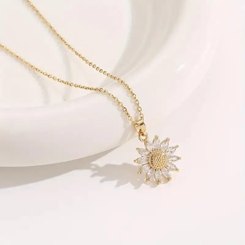 Sunflower Pendant Necklace with Gift Box