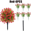 Six packs of red artificial flowers on long stems for outdoor and indoor decoration