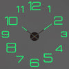 A gray clock face with bright green hour markers and a black center, showing the time is approximately 12:00.