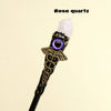 Natural Rose Quartz & Amethyst Evil Eye Crystal Wand
