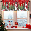 Festive Christmas curtain valance featuring reindeer and snowmen designs with a rod pocket.