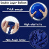 A close-up of a royal blue latex balloon showing its thickness and elasticity.