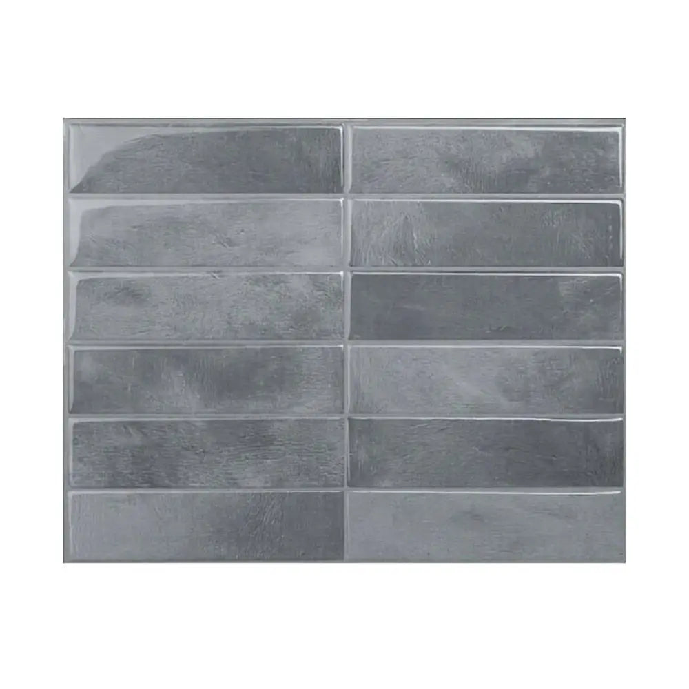 A rectangular panel of gray self-adhesive tile stickers or wall decals.