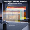 A projection screen displaying a sunset landscape, showcasing high-quality materials and picture presentation.