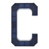 A dark blue solar LED house number sign shaped like the letter C with automatic dusk-to-dawn lighting.